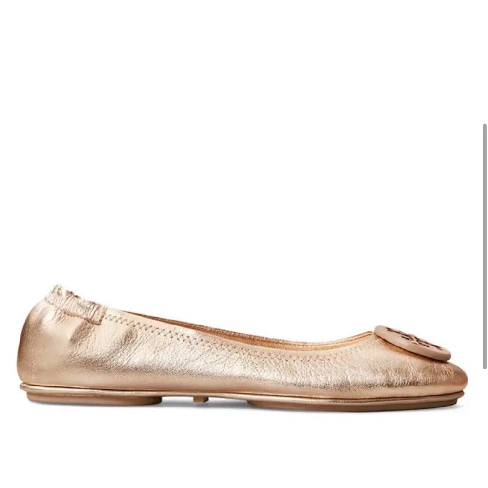 Offers Welcome!! NWT Tory Burch Minnie Travel Ballet Flats - Rose Gold - Picture 3 of 7